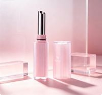 Tube de rouge à lèvres carré translucide rose givré, conteneur cosmétique vide pour rouge à lèvres, emballage personnalisé en plastique pour baume à lèvres avec logo