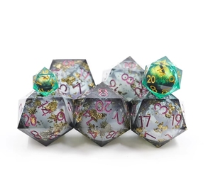 Dados Poliédricos de Resina con Núcleo Líquido Brillante Green <span class=keywords><strong>Goblin</strong></span>, Dados de Bordes Afilados para Juegos de Mesa RPG <span class=keywords><strong>DND</strong></span> Dungeons and Dragons - Product Image 6