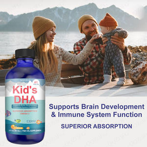 Vente en gros de gouttes liquides d'huile de poisson Omega 3 Suppléments à base de plantes Soutien immunitaire pour la santé cérébrale des enfants Algues DHA EPA - Product Image 5