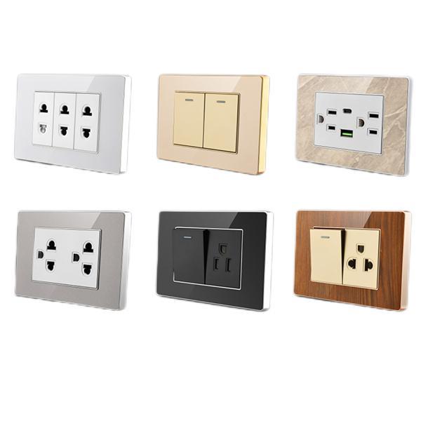 Modern Design Durable Waterproof PC Material US Standard 118 Type Wall Switches and Socket