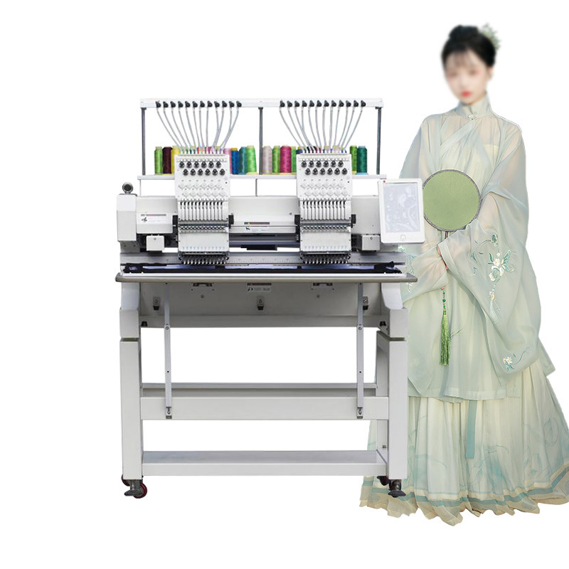 Japan mini small 2head t shirt clothes commercial computerized flat computer second hand used embroidery machine for sale