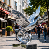 Grands miroirs abstraits pour jardin extérieur, sculptures d'art en métal, sculptures en acier inoxydable, sculptures en fonte.