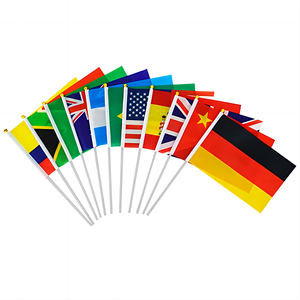 Promotional Screen Printing Election Countries Handheld Flag With Plastic Referee Flags