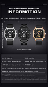 Reloj de Hombre Sanda 7058 con Calendario Luminoso Cuadrado, Reloj de Pulsera de Cuarzo Moderno a Prueba de Agua con Correa y Banda de Acero - Product Image 5