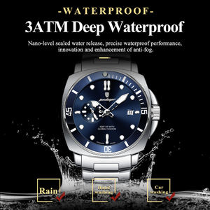 Montre pour homme Poedagar 873 de luxe, étanche, lumineuse, avec date, mouvement à quartz, bracelet en acier inoxydable - Product Image 4