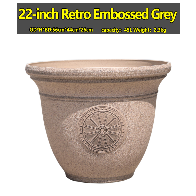 The flower pot is 22 "beige