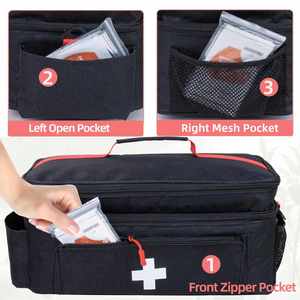 Double Layers Pill Bottle Organizer <b>Bag</b> Empty with Lockable Zipper&Adjustable Divider <b>Medication</b> <b>Travel</b> Carrying Case - Product Image 5