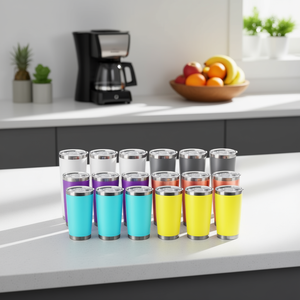 Vaso de Oficina de 20 Oz, Acero Inoxidable, Paquete de 48 con Tapa, Doble Pared, Aislamiento al Vacío, Taza de Viaje para Café, Reutilizable, Ecológico - Product Image 2