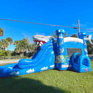 Venta al <span class=keywords><strong>por</strong></span> mayor de grado comercial castillo hinchable combinado con tobogán de tiburón Casa de rebote gorila para niños y adultos en <span class=keywords><strong>alquiler</strong></span> - Product Image 1