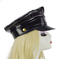 Shinny PU Leather Muir Cap Gorras con visera Biker Cap Officer Hat