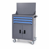 Chariot d'atelier mobile équipé d'un système de verrouillage à 3 points, roulettes pivotantes avec frein, armoire de rangement d'outils en métal sur roulettes