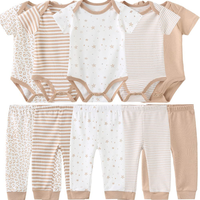 Grosir Siap Kirim 10-Piece Set Romper Bayi Seamless Katun Murni Celana AC Pakaian Anak