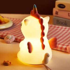 <span class=keywords><strong>Veilleuse</strong></span> <span class=keywords><strong>Licorne</strong></span> Mignonne en Silicone, Lampe de Chevet LED RGB à Changement de Couleur, Rechargeable par USB, Contrôle Tactile, Lumière de Crèche pour Filles, Idée Cadeau - Product Image 4
