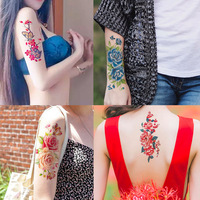 Autocollants de tatouage temporaire pour femmes, imperméables, non toxiques, écologiques, 3D, fleurs de rose et de pivoine, dure 5 à 7 jours