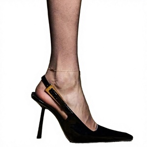 Tacones Altos con Forro de PU, Diseño Abierto, 2024, Nuevos, Delgados, Negros, de Charol, Punta Puntiaguda, Sexys, Ligeros, Tendencia de Moda de Verano y Otoño - Product Image 3