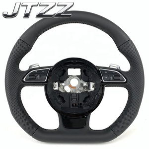 Volant en cuir perforé pour <span class=keywords><strong>Audi</strong></span> A3 RS3 <span class=keywords><strong>A4</strong></span> RS4 A5 RS5 2018 2021 <span class=keywords><strong>2022</strong></span> 2023 2024 Rouge personnalisé en cuir lisse - Product Image 1