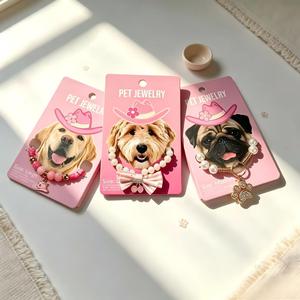 Collar de perlas con lazo y colgante de pata, ajustable para perros medianos y grandes, con un lindo diseño de animales. - Product Image 2