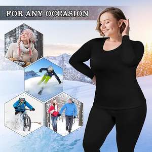 2 Set di Biancheria Intima Termica da Donna Taglie Forti, Felpata in Poliestere/Spandex, Completo Pigiama Maglia e Pantaloni Lunghi - Product Image 6