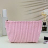 Sac cosmétique personnalisé en velours côtelé pratique fermeture à glissière sac de maquillage de voyage cadeau promotionnel pochette sac de rangement en gros