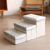 Escalier pliable beige de haute qualité pour chiens avec rangement, pour petits chiens, 3 ou 4 marches, rampe réglable pour animaux de compagnie pour lits