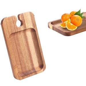 Acacia Wood Serving <b>Tray</b> With Wine Glass Holder For Food And Fruit Hotel Coffee <b>Tea</b> Use - Product Image 5