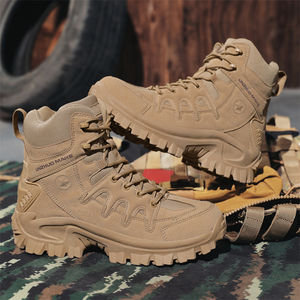 Sepatu <span class=keywords><strong>Hiking</strong></span> Ringan Anti-Selip untuk Latihan Lapangan Luar Ruangan, Model <span class=keywords><strong>High</strong></span> Top dengan Logo Kustom, Warna Solid, untuk Pria - Product Image 2