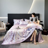 Nouvel ensemble de couette quatre pièces en Lyocell rafraîchissant pour l'été, en soie glacée fine, lavable en machine