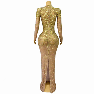 Novance Y3705-E Abito Lungo <span class=keywords><strong>da</strong></span> Cerimonia <span class=keywords><strong>da</strong></span> Donna Elegante Abito <span class=keywords><strong>da</strong></span> <span class=keywords><strong>Sera</strong></span> Dorato per Matrimonio <span class=keywords><strong>Taglie</strong></span> Forti - Product Image 2