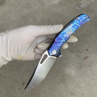 Couteau pliant EDC XF personnalisé OEM en alliage de titane TC4 et acier inoxydable VG10, motif éclair, haute dureté, portable pour l'extérieur