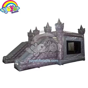 Château Gonflable Double Toboggan avec Tours Médiévales et Bannières Royales – Idéal pour Fêtes d'Anniversaire en Jardin - Product Image 1