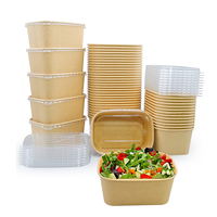 Boîte à lunch en papier kraft biodégradable à 100 %, fabriquée sur mesure, avec couvercle transparent en PP/PET pour l'emballage alimentaire, la cuisson et les plats à emporter