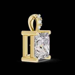 Colgante de Plata de Ley 925 de Primera Calidad, Chapado en Oro de 14K, con Diamante de Moissanita Cúbica con Corte Princesa, para Mujer, Joyería Elegante para Fiestas - Product Image 5