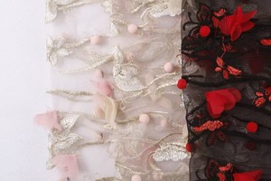 Tissu en Tulle Bleu Marine Brodé de Fleurs 3D, Dentelle Africaine Écologique Perlée en Maille pour Robes de Mariage et Fêtes HY0976-1 Animal Dress - Product Image 5