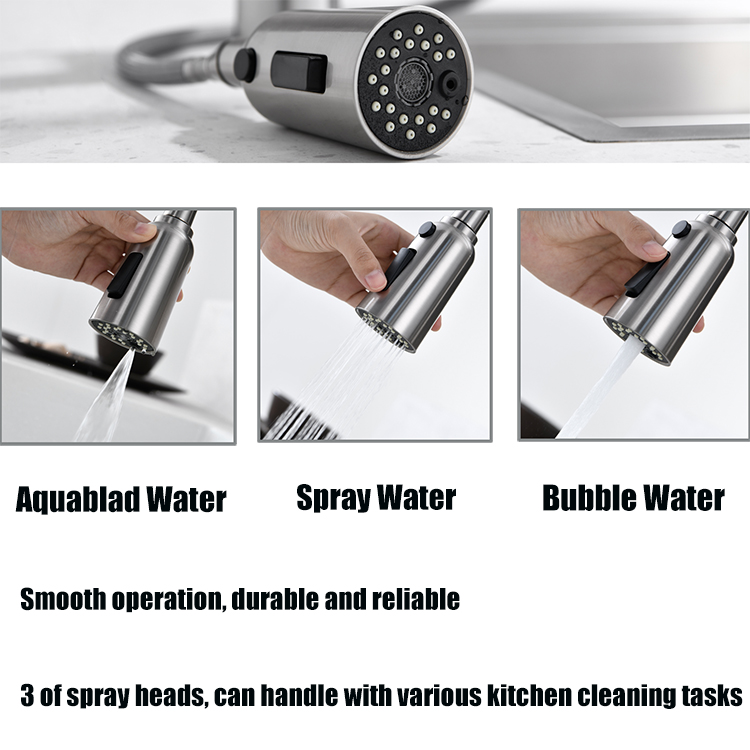 2022 New Multi-function Stainless Steel Induction Sensor Pulling Sink Faucet with 3 Modes