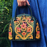 Tas Tangan Wanita Desainer Mewah Asli Unik, Penutup Ritsleting, Tahan Air, Kulit Asli Bentuk Kerang, Motif Bunga Kartun Timbul, Custom