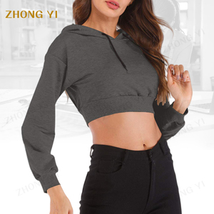 Venta al por mayor de fábrica personalizada gran oferta suéter en blanco casual mujeres recortadas Sudadera con capucha mujer niñas pulóver Top sudaderas con capucha y sudaderas - Product Image 2