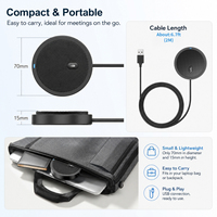 Microphone de bureau USB UM02, micro à condensateur omnidirectionnel avec lumière indicatrice, prise de son à 360 degrés pour ordinateur et ordinateur portable