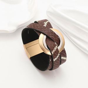 Two-tone <b>Leather</b> <b>Bracelet</b> Influencer Choice Item Diamond Cut Finish Holiday Gift for Women Lustrous Metal Shine - Product Image 2