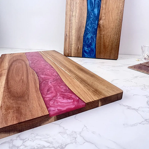 Tendance de Noël <span class=keywords><strong>Plateau</strong></span> de service <span class=keywords><strong>rectangulaire</strong></span> en résine époxy Planche à découper Bois d'acacia Charcuterie Pain Hacher Tranchage Planche à <span class=keywords><strong>fromage</strong></span> - Product Image 4