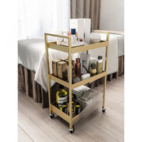 Troli Salon 3 Tingkat Modern dari Besi, Stabil, 4 Roda, Ramah Lingkungan, Rotasi 360 Derajat untuk Kecantikan Komersial, Hotel, Supermarket