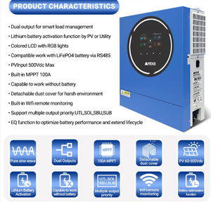 อินเวอร์เตอร์ไฮบริด Anenji ANJ-5KW-48V-WIFI 5kw แบบออฟกริดและออนกริด พร้อม Wifi ในตัว หน้าจอสีสันสดใส ระบบ MPPT มีสินค้าในสต็อก - Product Image 4