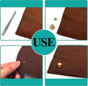 Honigo Pack Rivets Studs, Tachuelas de Metal de Latón Sólido con Cabeza Plana Dorada, con Rosca Trasera, para Bolsos, Carteras, Cuero, en Medidas en Pulgadas y mm, y Puntas de Hebilla - Product Image 6