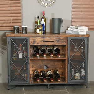 Casier à vin personnalisé en fer moderne, panneau de vitrine de stockage, style bois, fixé au mur pour bar de salon, meubles de maison - Product Image 2