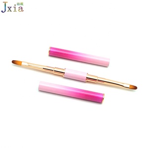 แปรงเจลรูปไข่สำหรับเพ้นท์เล็บลายกลีบดอกไม้แบบวันสโตรค ด้ามจับโลหะไล่เฉดสีชมพูแบบไล่ระดับสองด้าน - Product Image 2