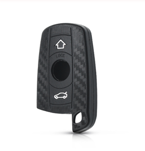 3 boutons En Fiber De Carbone Patten Silicone Clé De Voiture Pour <span class=keywords><strong>BMW</strong></span> <span class=keywords><strong>1</strong></span> 3 5 6 Série E90 E91 E92 E60 Voiture porte-clés Housse - Product Image 1