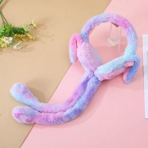 Плюшевые наушники-повязки на голову в виде ушек кролика с эффектом тай-дай, зимние, разноцветные, для женщин и девочек, на заказ от производителя - Product Image 4