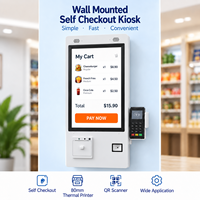 Kiosque de paiement automatique mural de 21,5 pouces avec écran tactile Android, imprimante thermique de 80 mm, lecteur de code QR pour utilisation en vente au détail