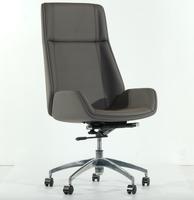 Chaise de bureau de direction moderne en bois courbé avec dossier haut en cuir PU, base en alliage d'aluminium, mécanisme de verrouillage à 4 niveaux, fonction pivotante