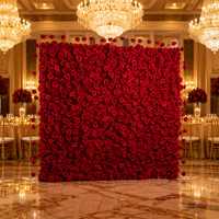Grande Murale Florale Artificielle 5D en Soie, Rose Rouge, Panneaux de Fond ROMANTIC VIRENA pour Décoration de Mariage, Événements, Fêtes et Scènes