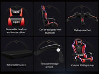 Fauteuil Gamer PC de Course Multi-Fonction Inclinable en Cuir, Chaise de Jeu Économique à LED avec Repose-Pieds